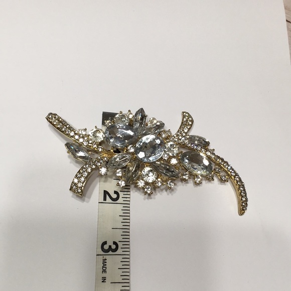 Statement Brooch silver stones,gold tone metal NEW - Picture 15 of 15